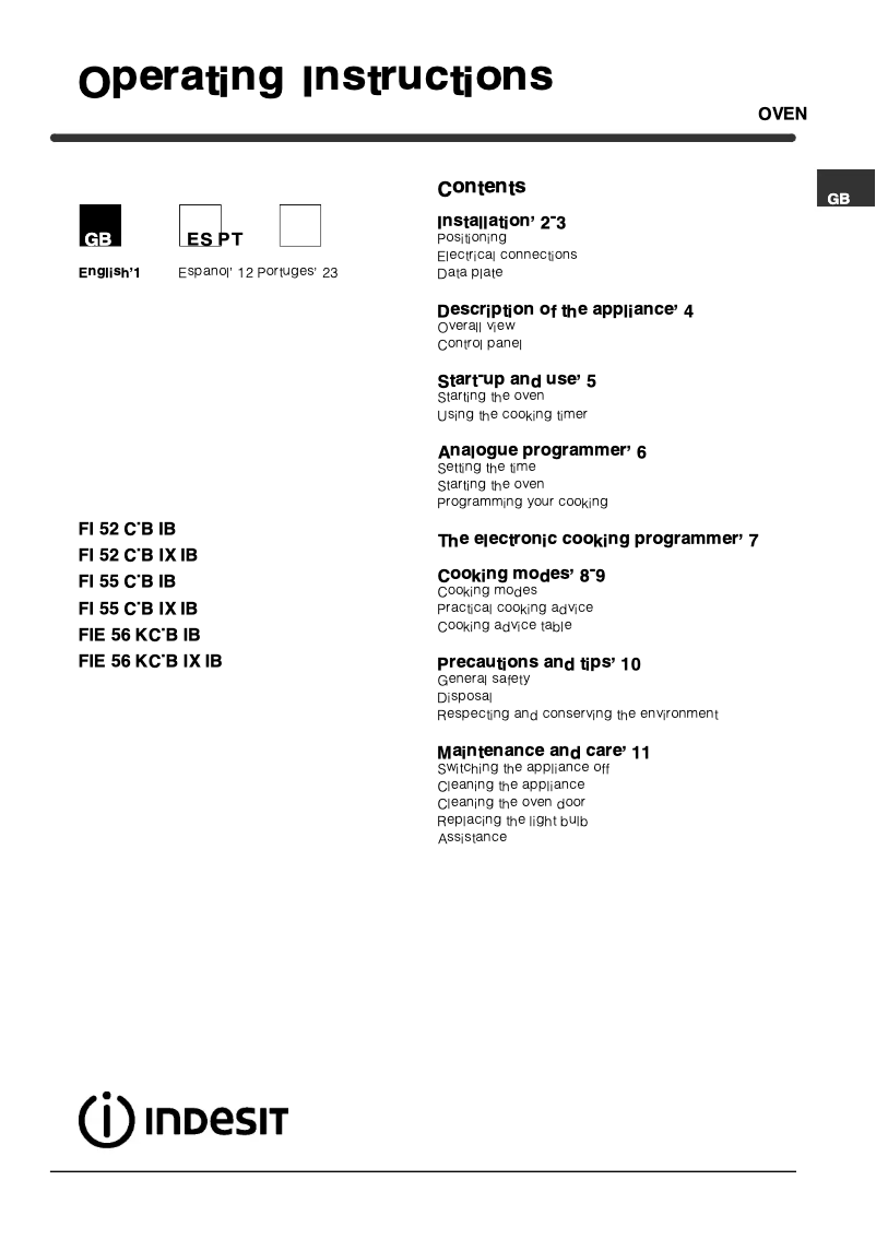 Image de la première page du manuel de l'appareil FI 52 C.B IX IB