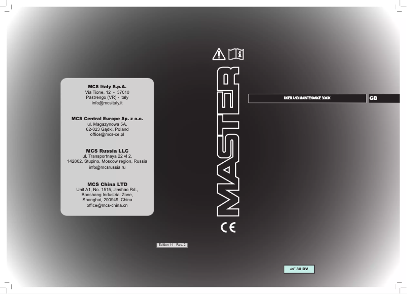 Page n°1 - Manuel utilisateur Master MF 30 DV