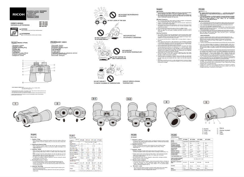 Imagen de la primera página del manual del dispositivo SP 16 x 50