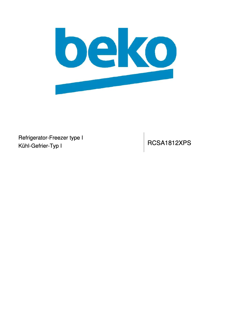 Page 1 de la notice Manuel utilisateur Beko RCSA1812XPS