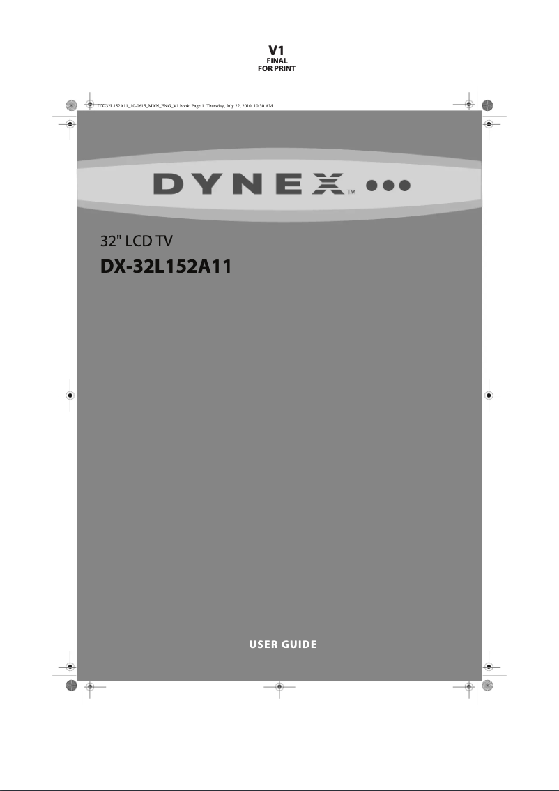 Page n°1 - Manuel utilisateur Dynex DX-32L152A11