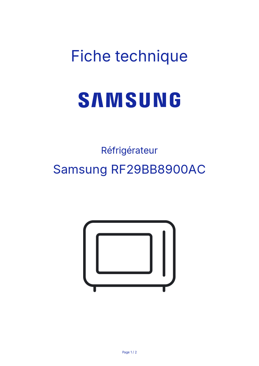 Page n°1 - Fiche technique Samsung RF29BB8900AC