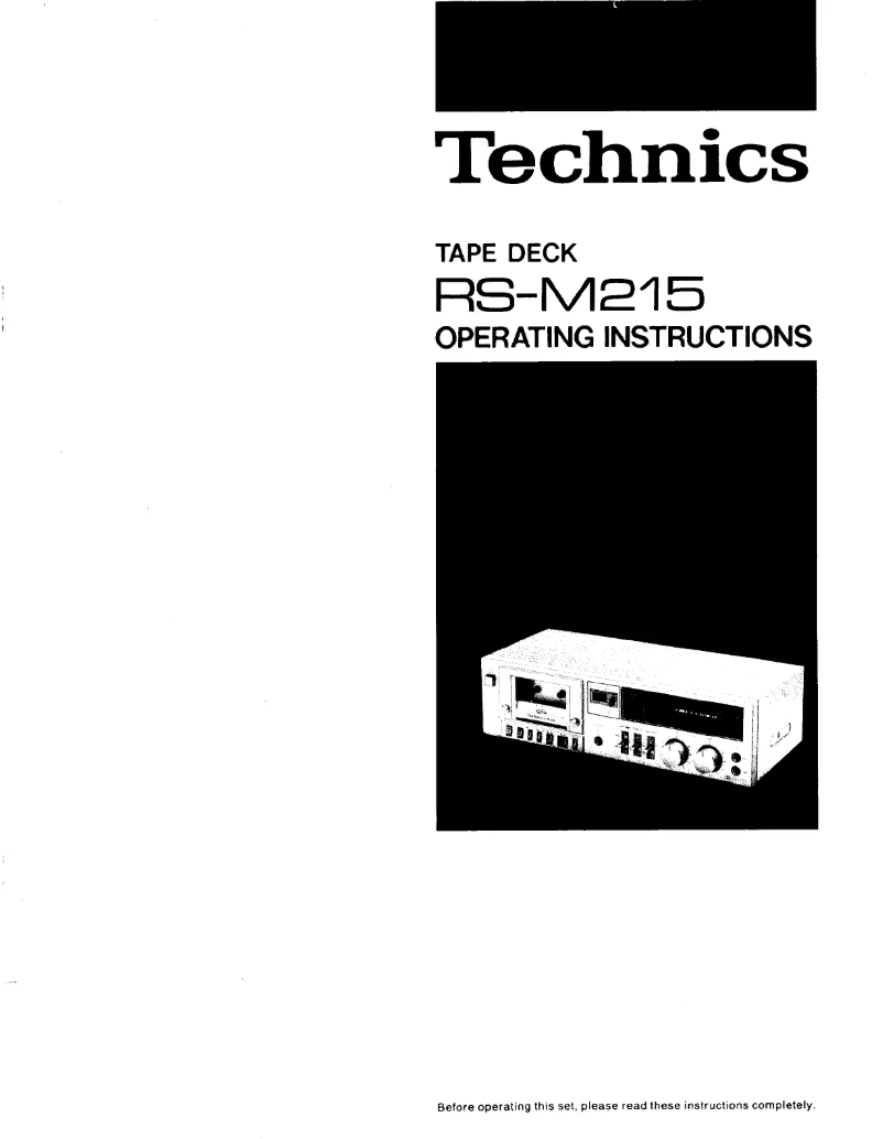 Page n°1 - Manuel utilisateur Technics RS-M215