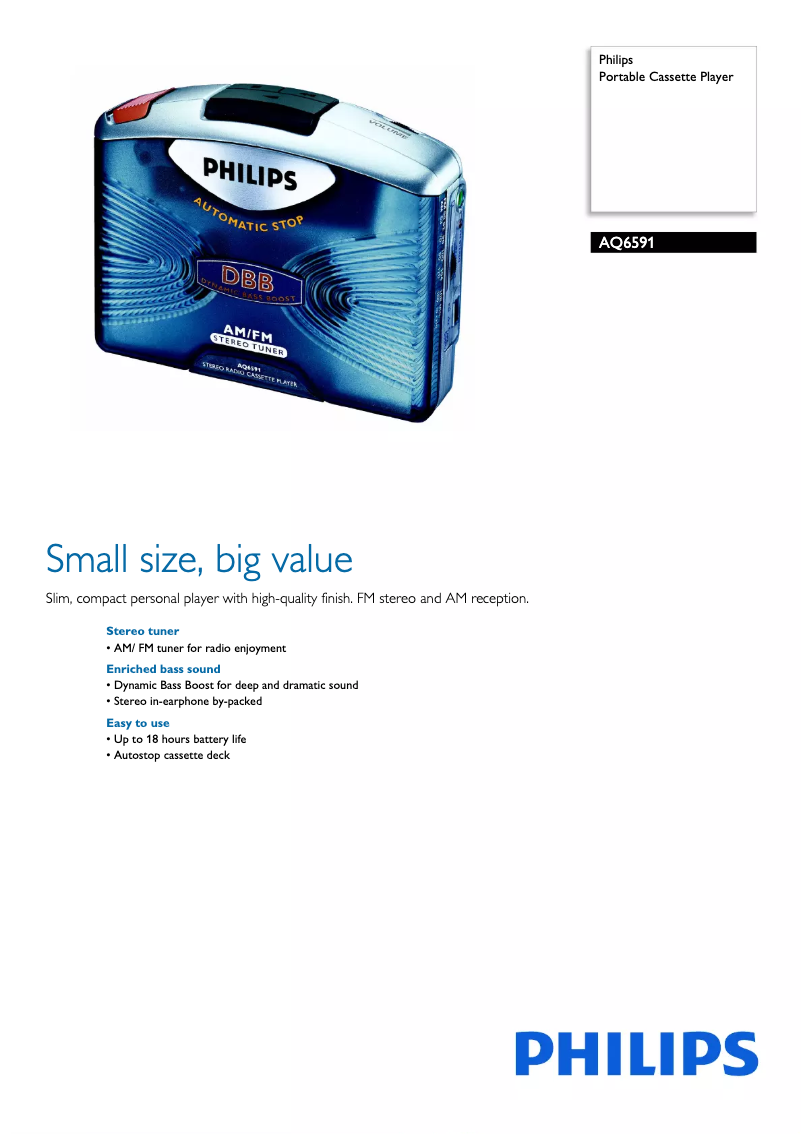 Page 1 de la notice Fiche technique Philips AQ6591