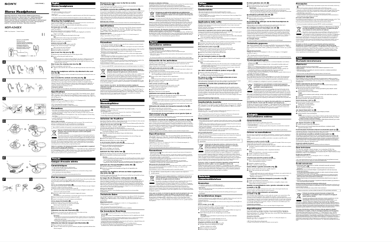 Image de la première page du manuel de l'appareil MDR-AS40EX