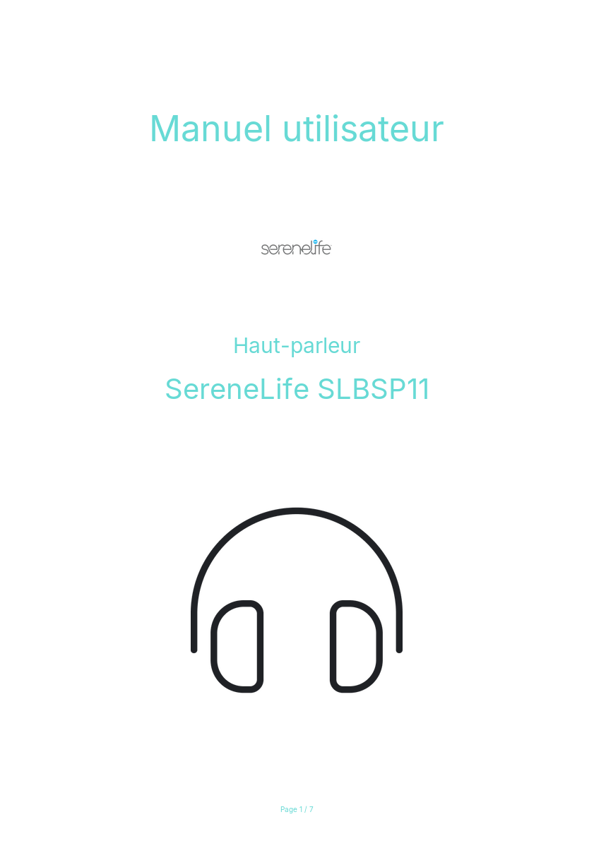 Page n°1 - Manuel utilisateur SereneLife SLBSP11