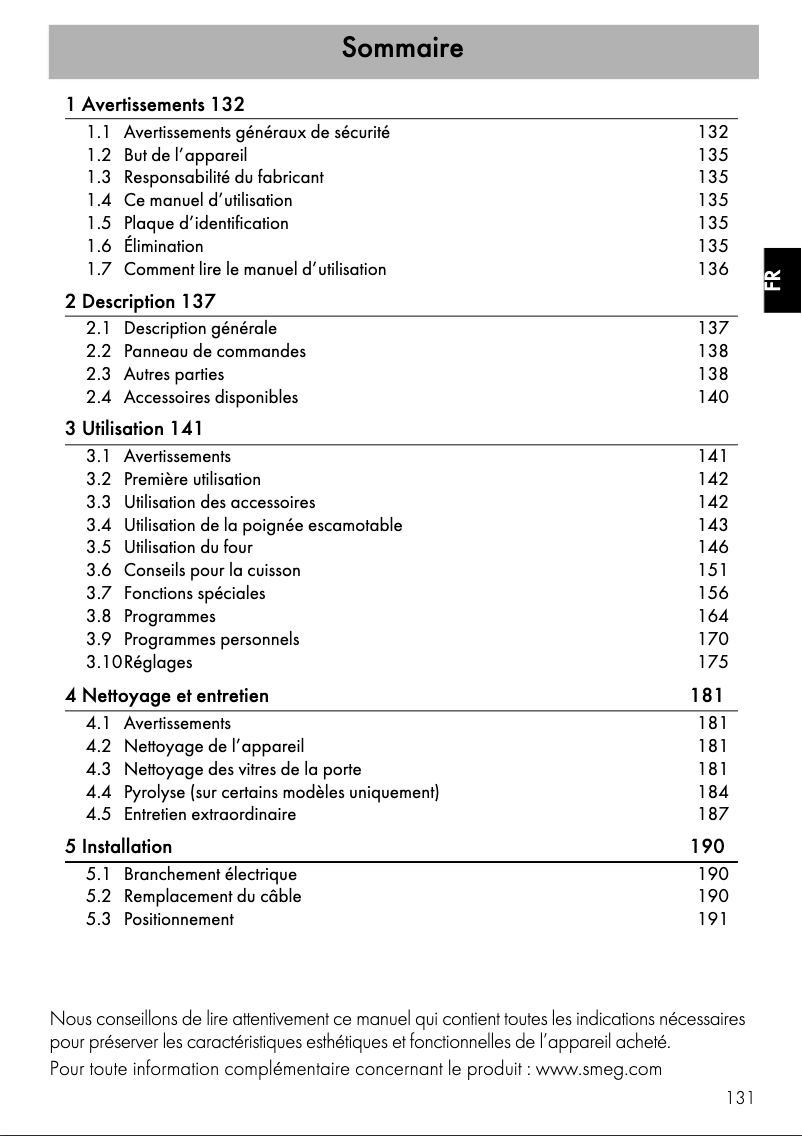 Page n°1 - Manuel utilisateur Smeg SFP6604PNXE