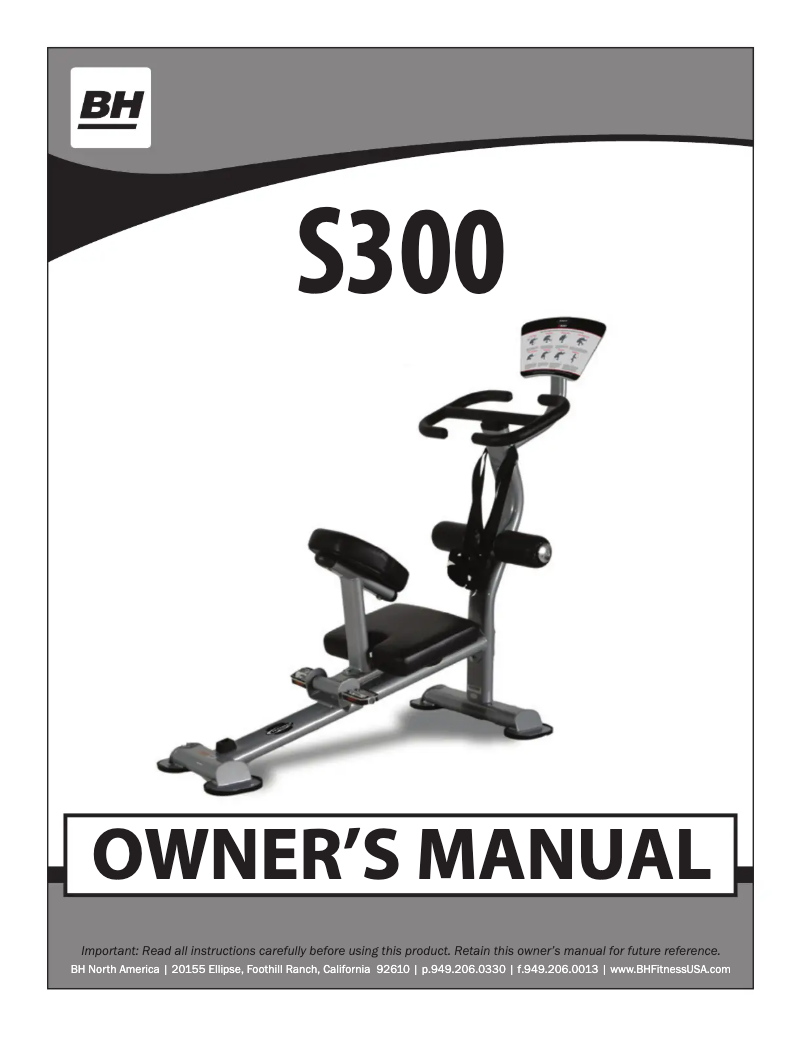 Page 1 de la notice Manuel utilisateur BH Fitness S300