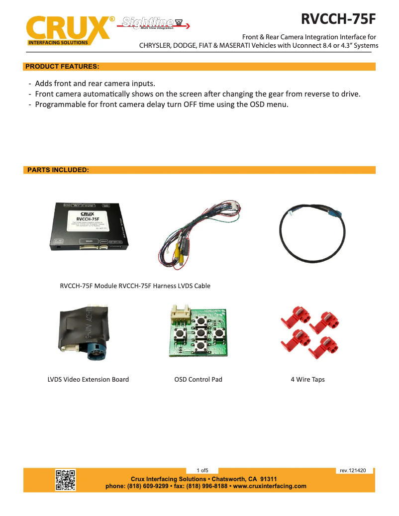 Page n°1 - Manuel utilisateur CRUX RVCCH-75F