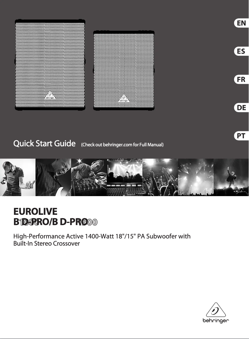 Page n°1 - Guide de démarrage rapide Behringer Eurolive B1800D-Pro