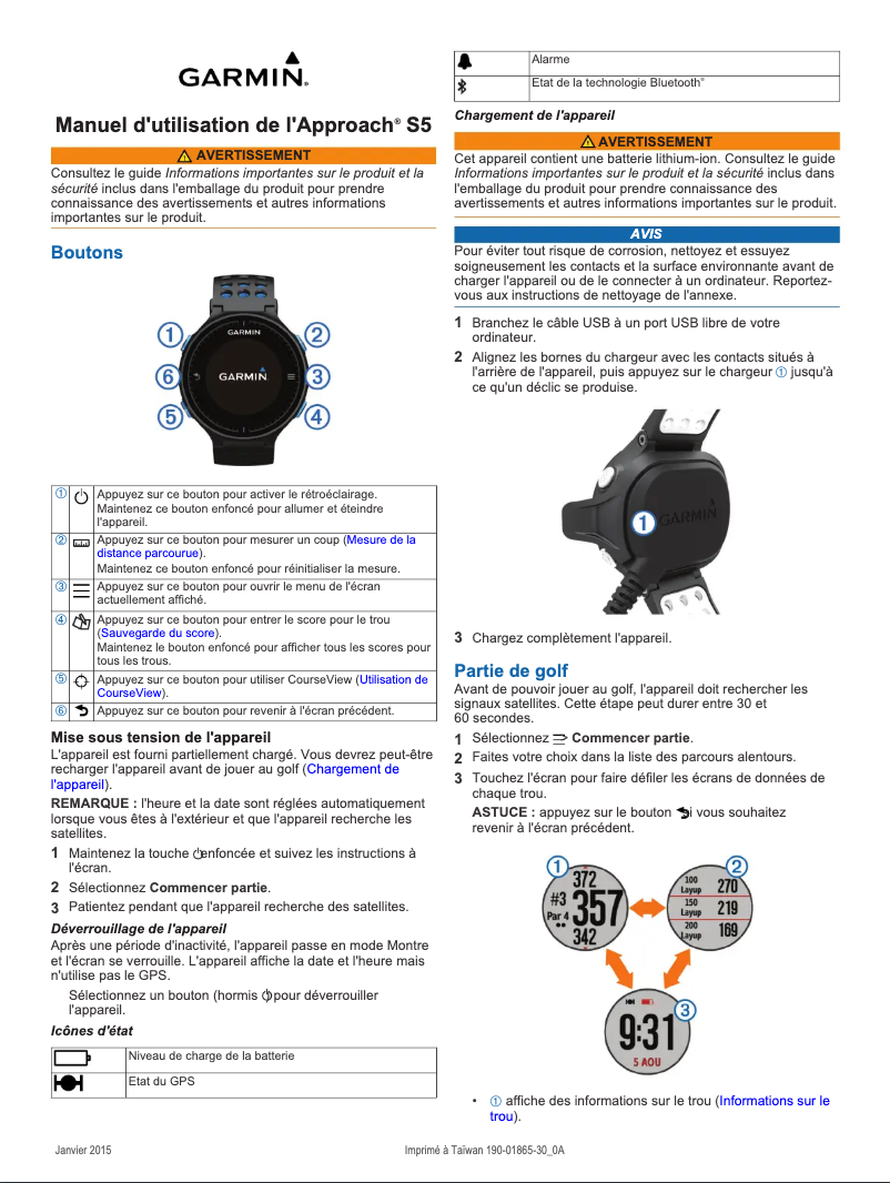 Image de la première page du manuel de l'appareil Approach S5