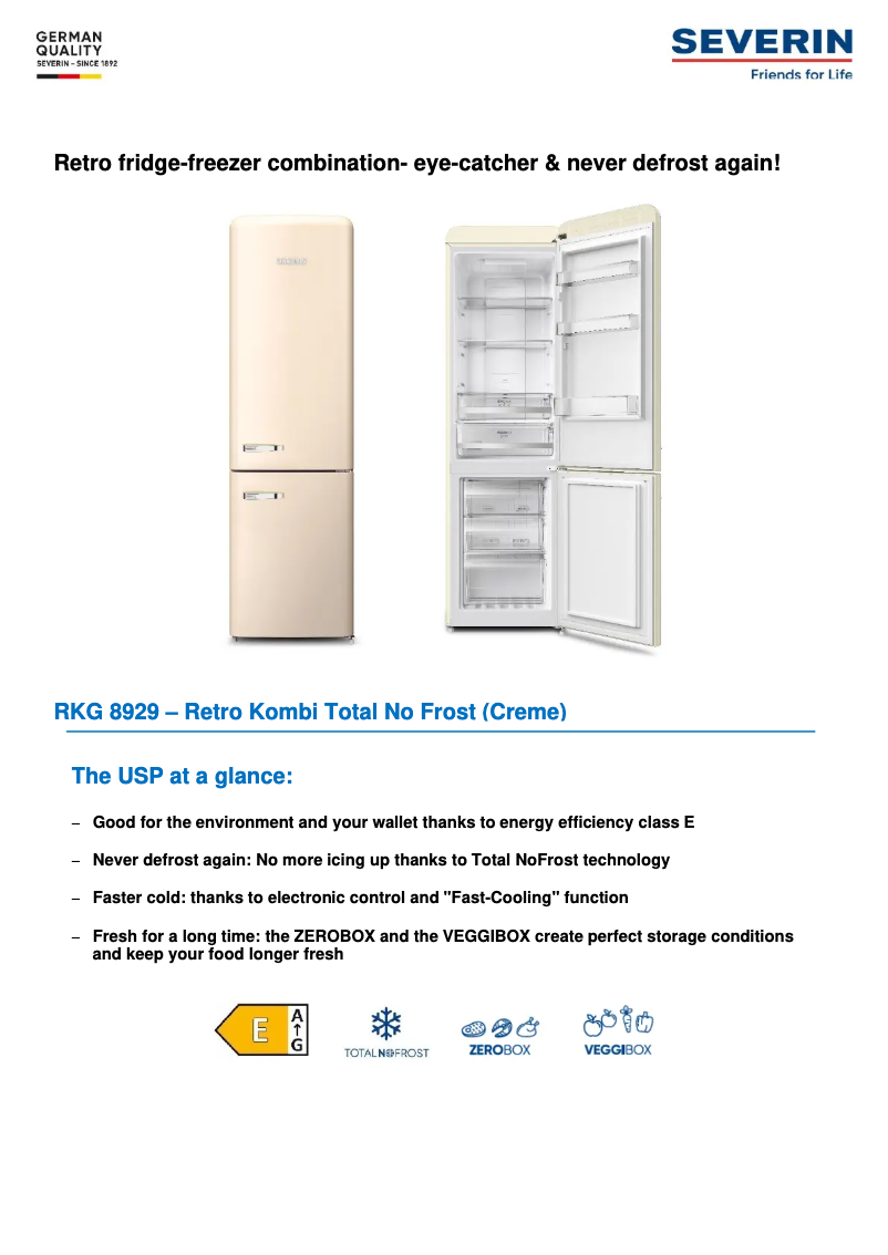 Page 1 de la notice Fiche technique Severin RKG 8929