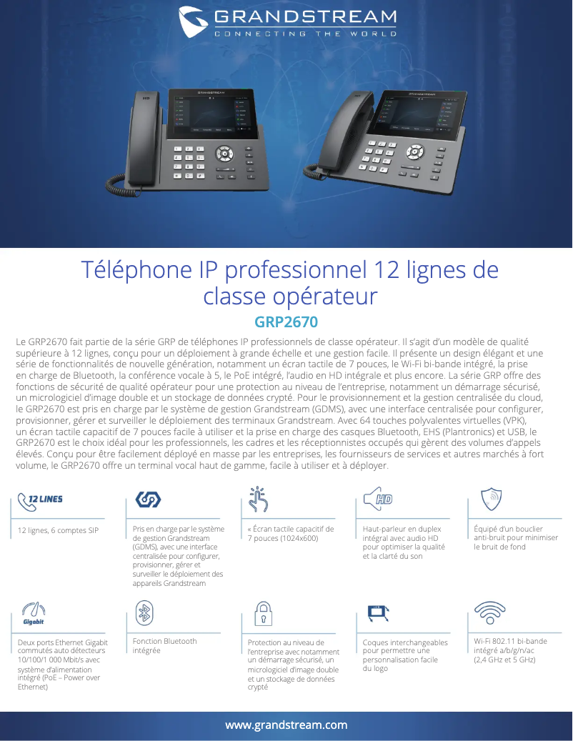 Page n°1 - Fiche technique Grandstream GRP2670