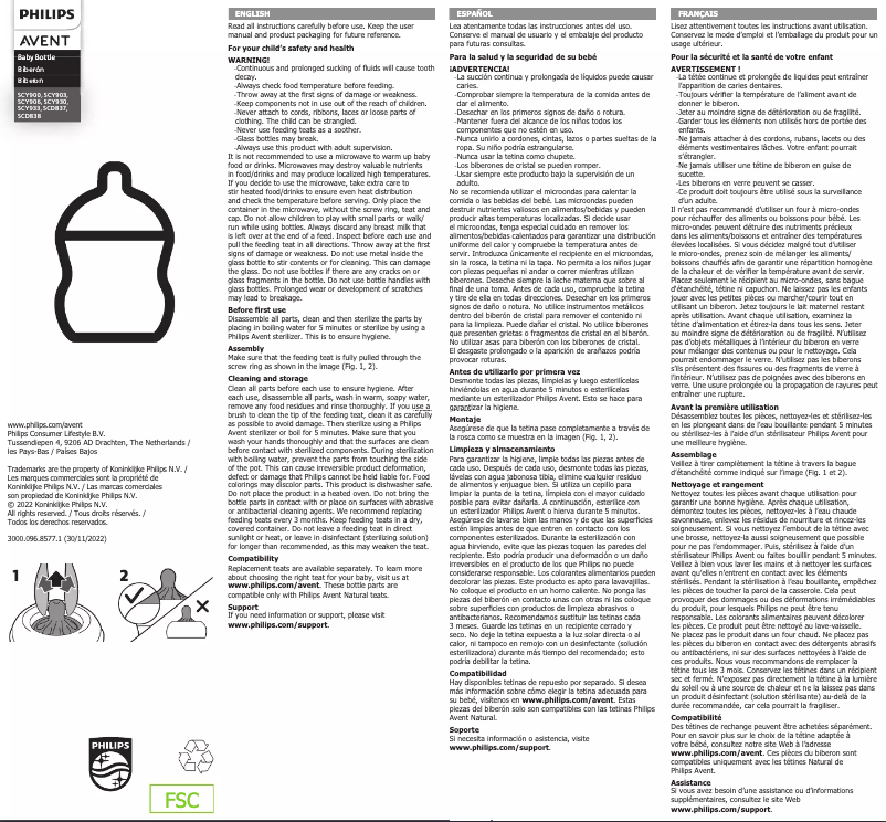 Page 1 de la notice Manuel utilisateur Philips Avent SCY900