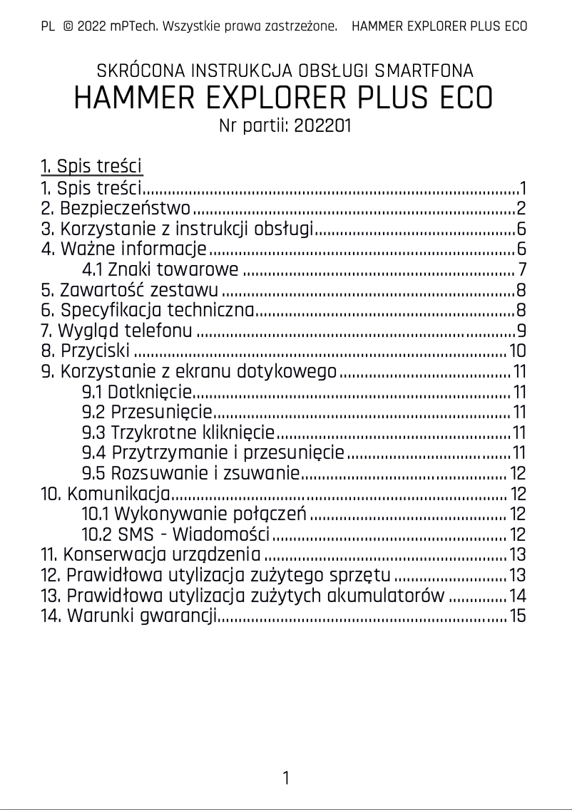 Page 1 de la notice Manuel utilisateur Hammer Explorer Plus Eco