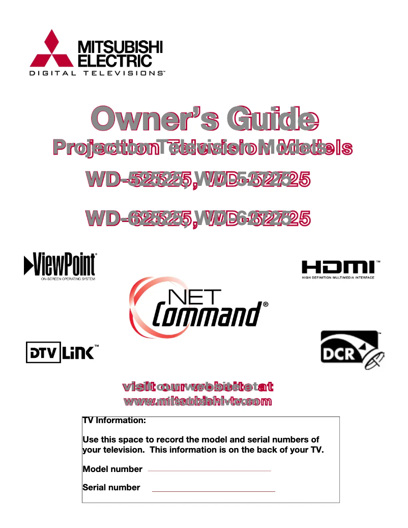 Page 1 de la notice Manuel utilisateur Mitsubishi WD-62725