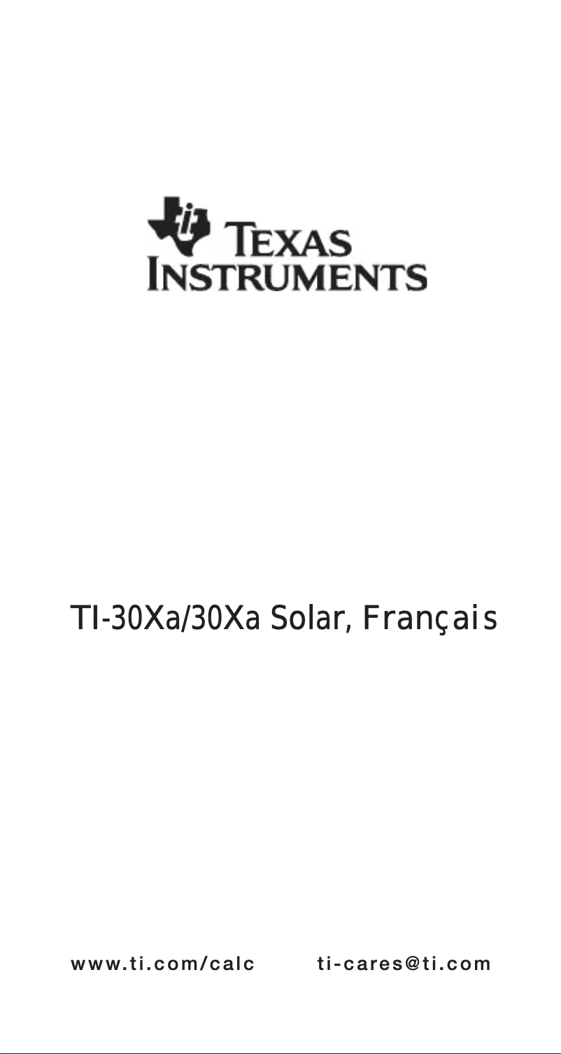 Page 1 de la notice Manuel utilisateur Texas Instruments TI-30Xa