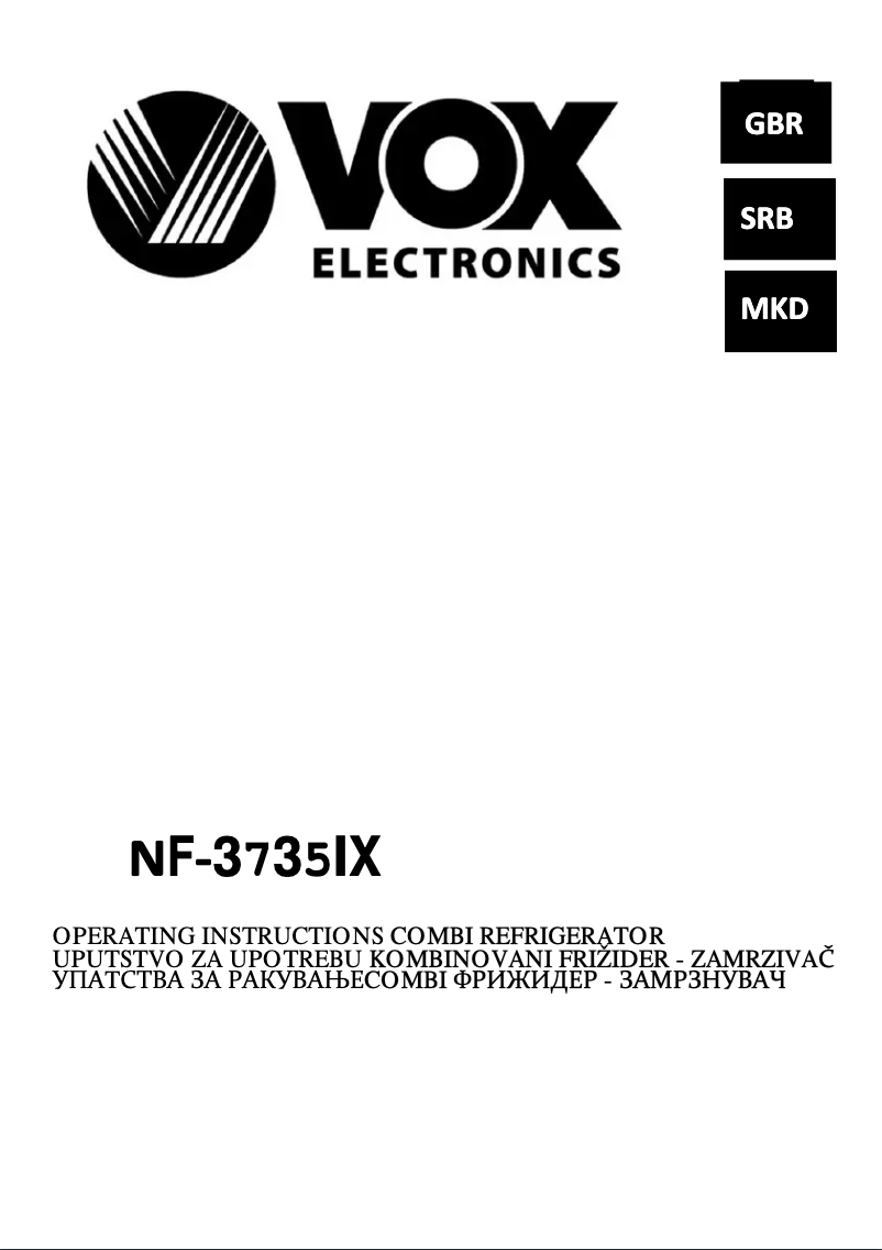 Página 1 del manual Manual de usuario VOX NF3735IX