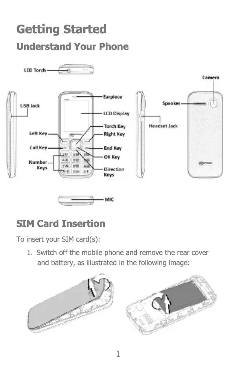 Page 1 de la notice Manuel utilisateur Micromax X2050