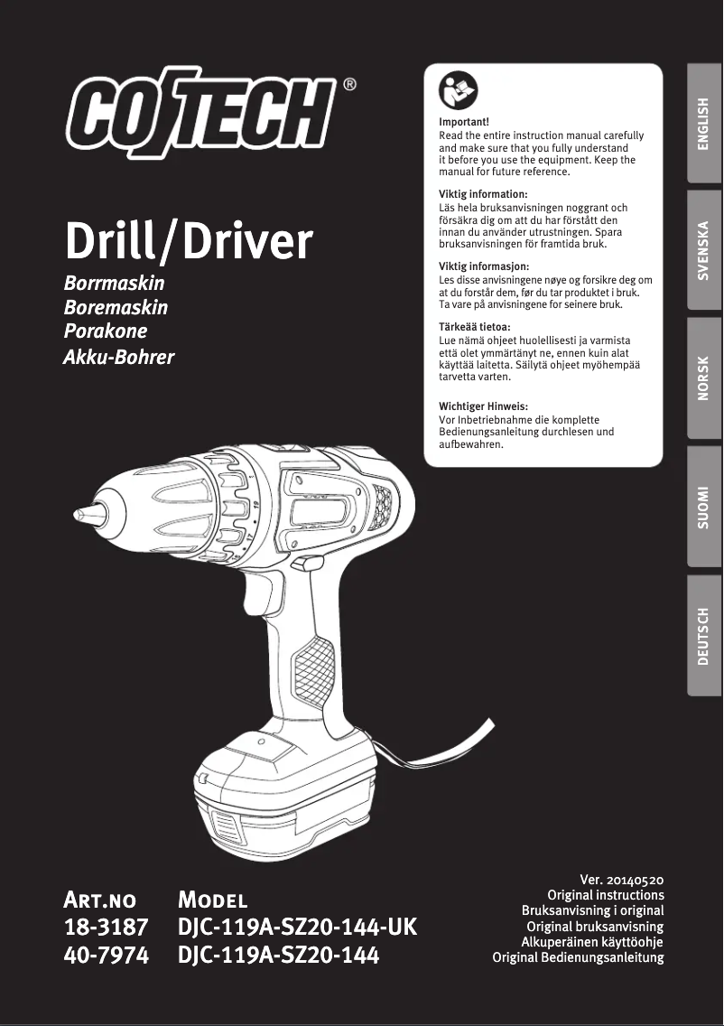Page n°1 - Manuel utilisateur Cotech DJC-119A-SZ20-144