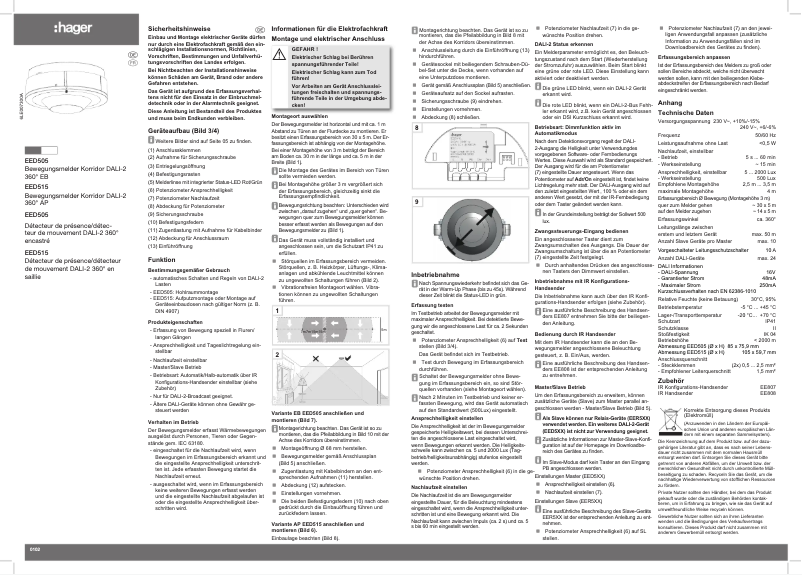 Page 1 de la notice Instructions / montage Hager EED505