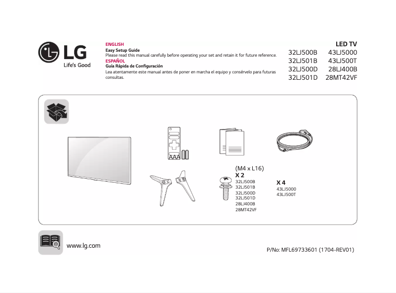 Page 1 de la notice Manuel utilisateur LG 32LJ501D