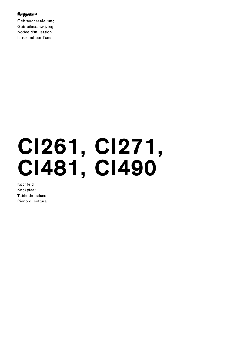 Page n°1 - Manuel utilisateur Gaggenau CI271112