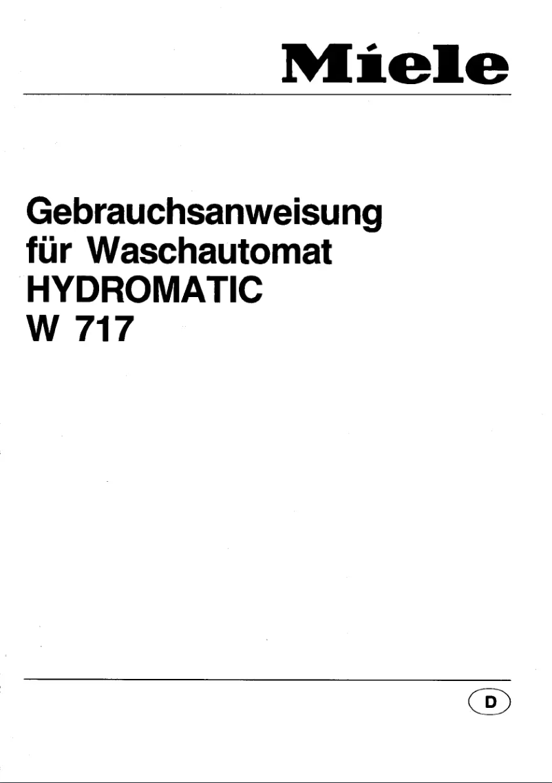 Page 1 de la notice Manuel utilisateur Miele Hydromatic W 717