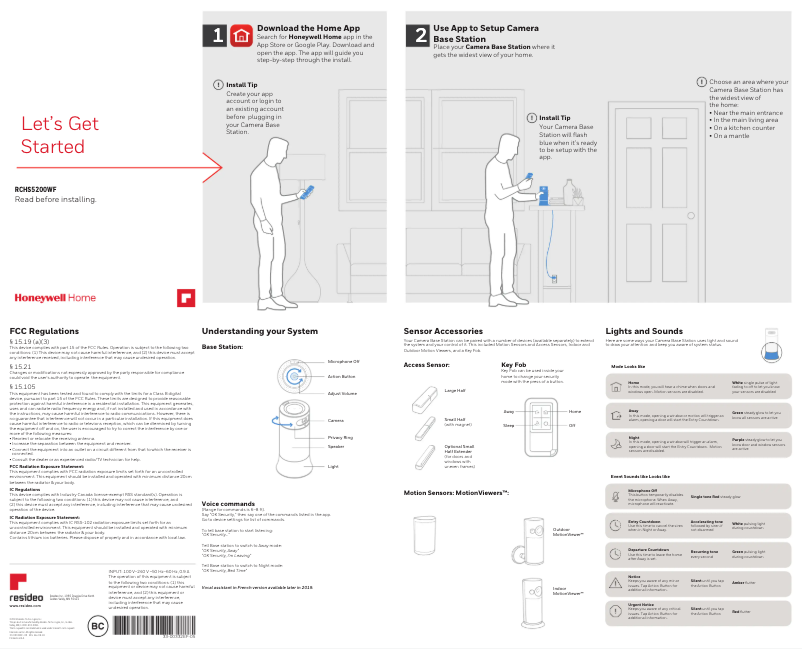 Page n°1 - Manuel utilisateur Honeywell RCHS5200WF1004