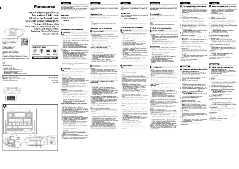Page 1 de la notice Manuel utilisateur Panasonic RX-D500