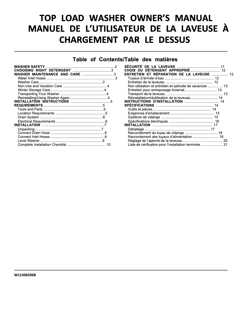 Page n°1 - Manuel utilisateur Maytag MVW5435PBK