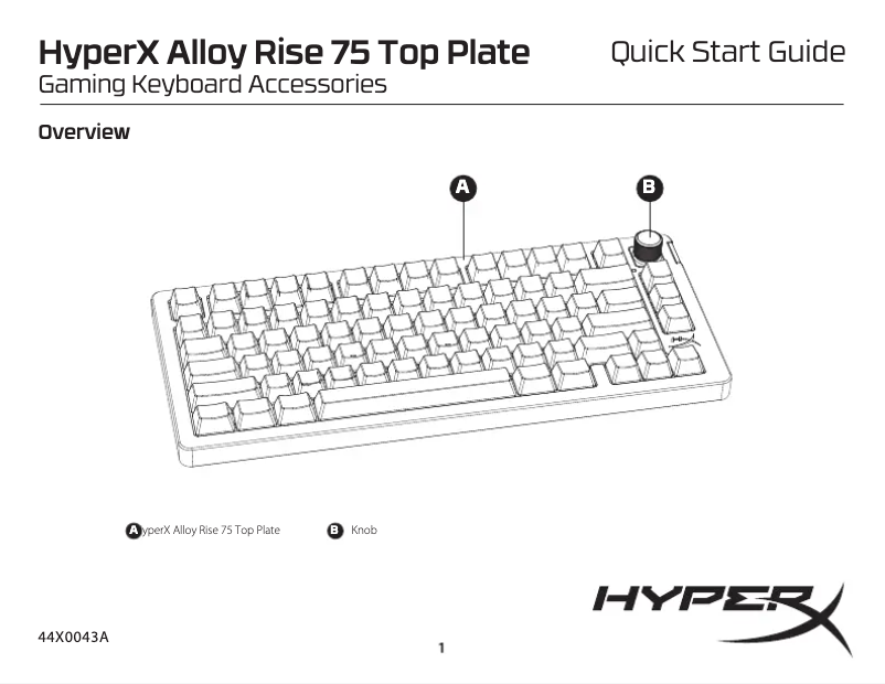 Page 1 de la notice Manuel utilisateur HyperX Alloy Rise 75 Top Plate