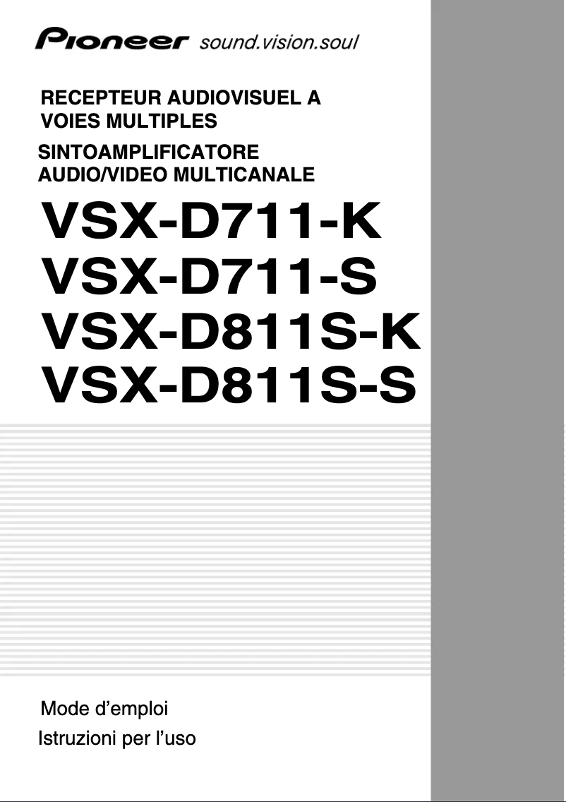 Page 1 of the manual User Manual Pioneer VSX-D711-S