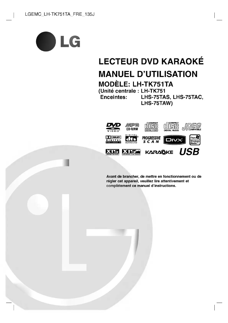 Image de la première page du manuel de l'appareil LH-TK751TA