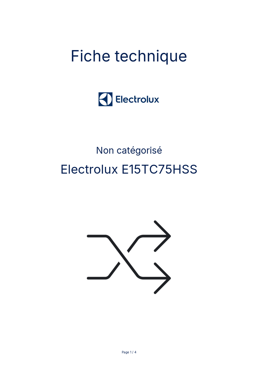 Page n°1 - Fiche technique Electrolux E15TC75HSS