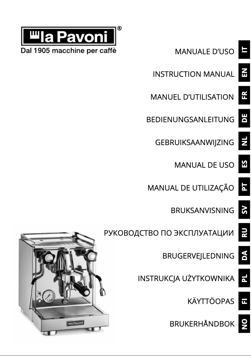 Image de la première page du manuel de l'appareil New Cellini Evolution