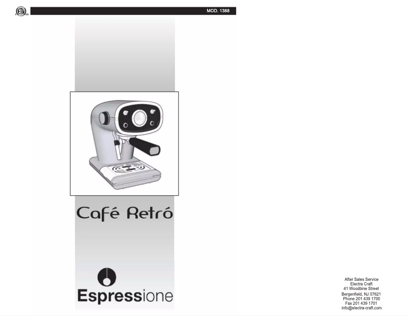 Page 1 de la notice Manuel utilisateur Espressione Cafe Retro 1338