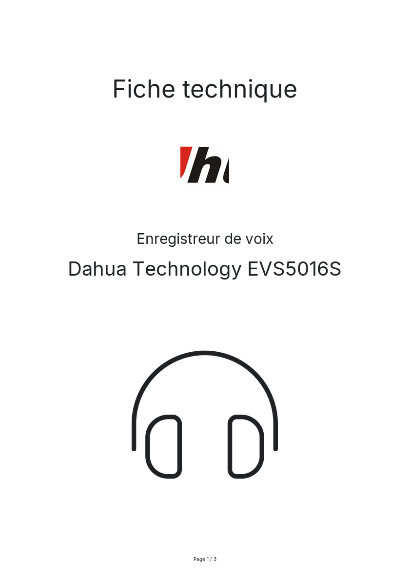 Page n°1 - Fiche technique Dahua Technology EVS5016S