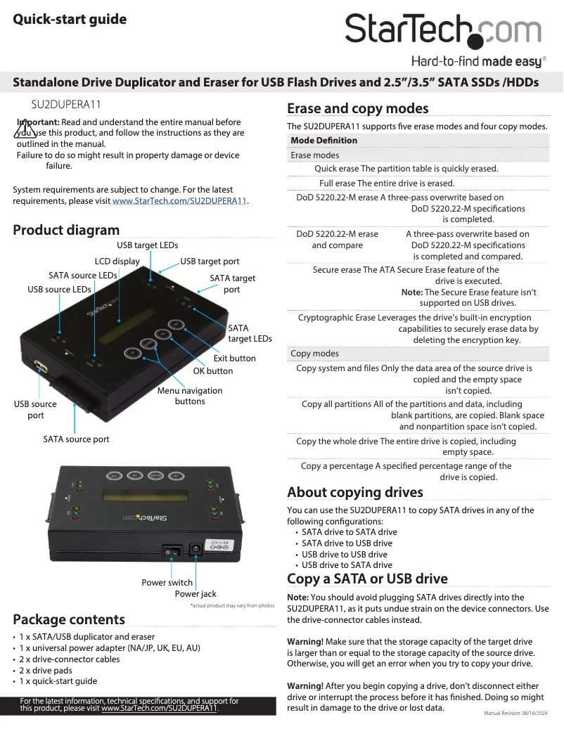 Page n°1 - Manuel utilisateur StarTech.com SU2DUPERA11