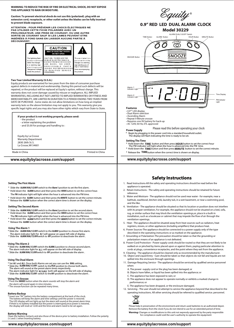 Page n°1 - Manuel utilisateur La Crosse Technology 30229