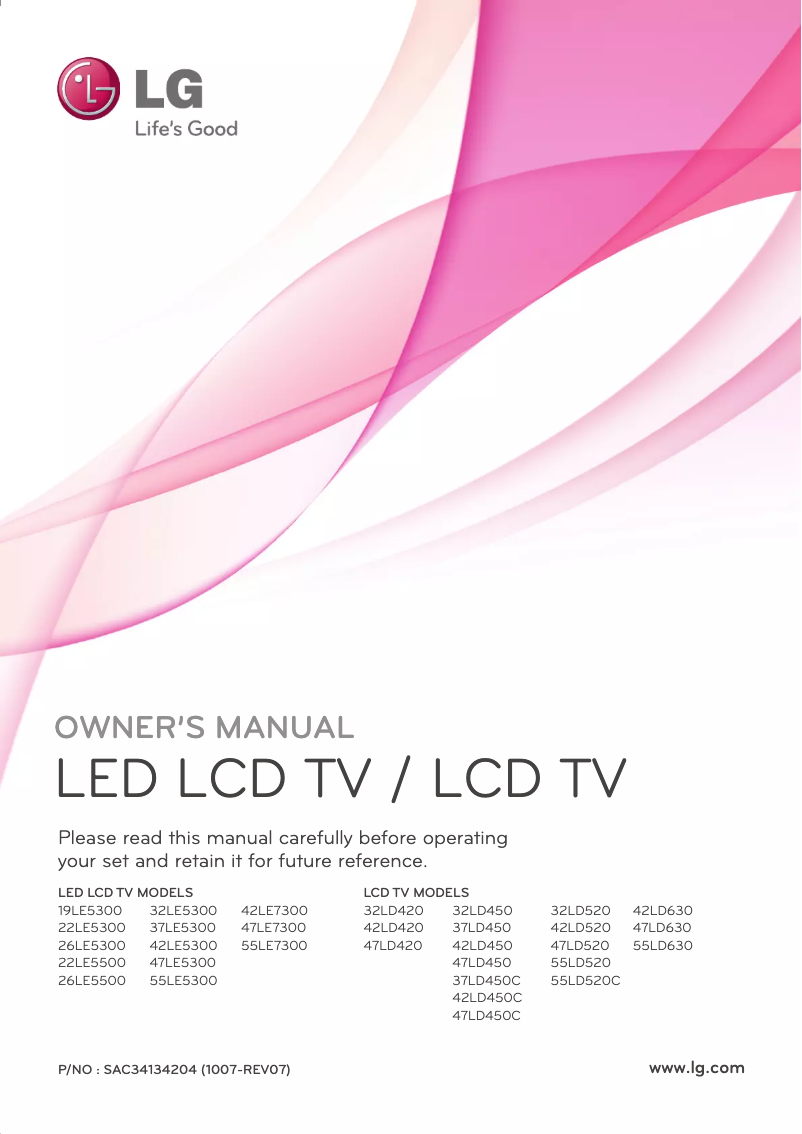 Page n°1 - Manuel utilisateur LG 42LD450C