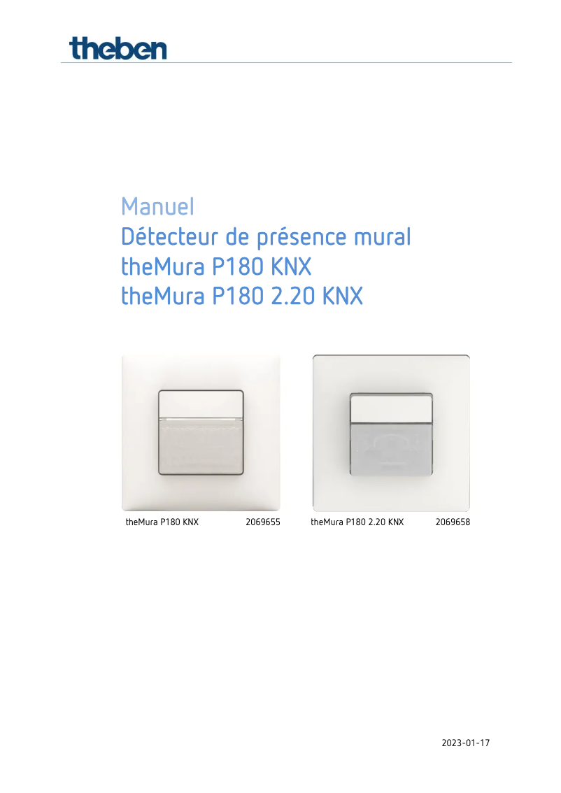 Image de la première page du manuel de l'appareil theMura P180 2.20 KNX UP
