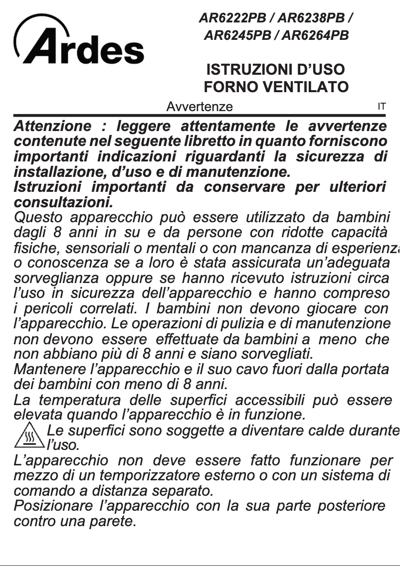 Page n°1 - Manuel utilisateur Ardes AR6222PB