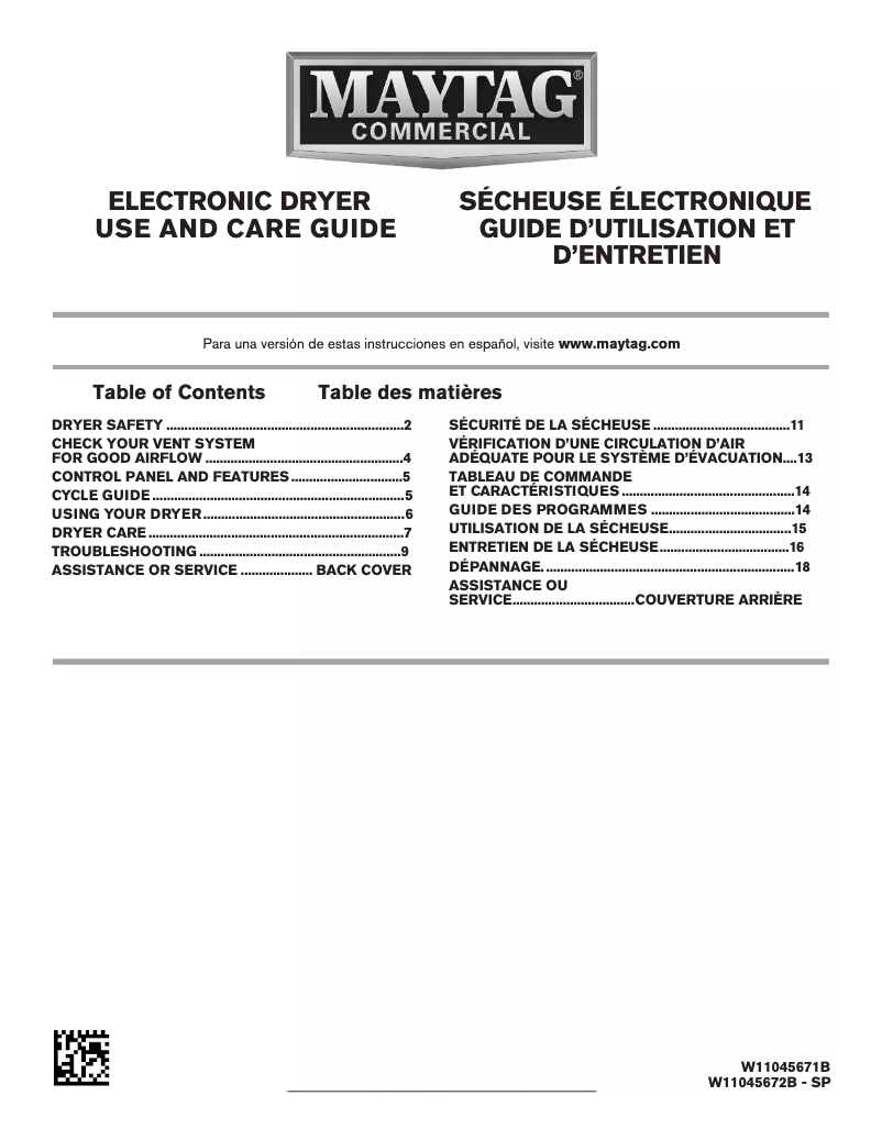 Page n°1 - Manuel utilisateur Maytag MEDP575GW