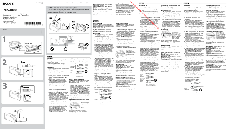 Página 1 del manual Manual de usuario Sony ICF-306