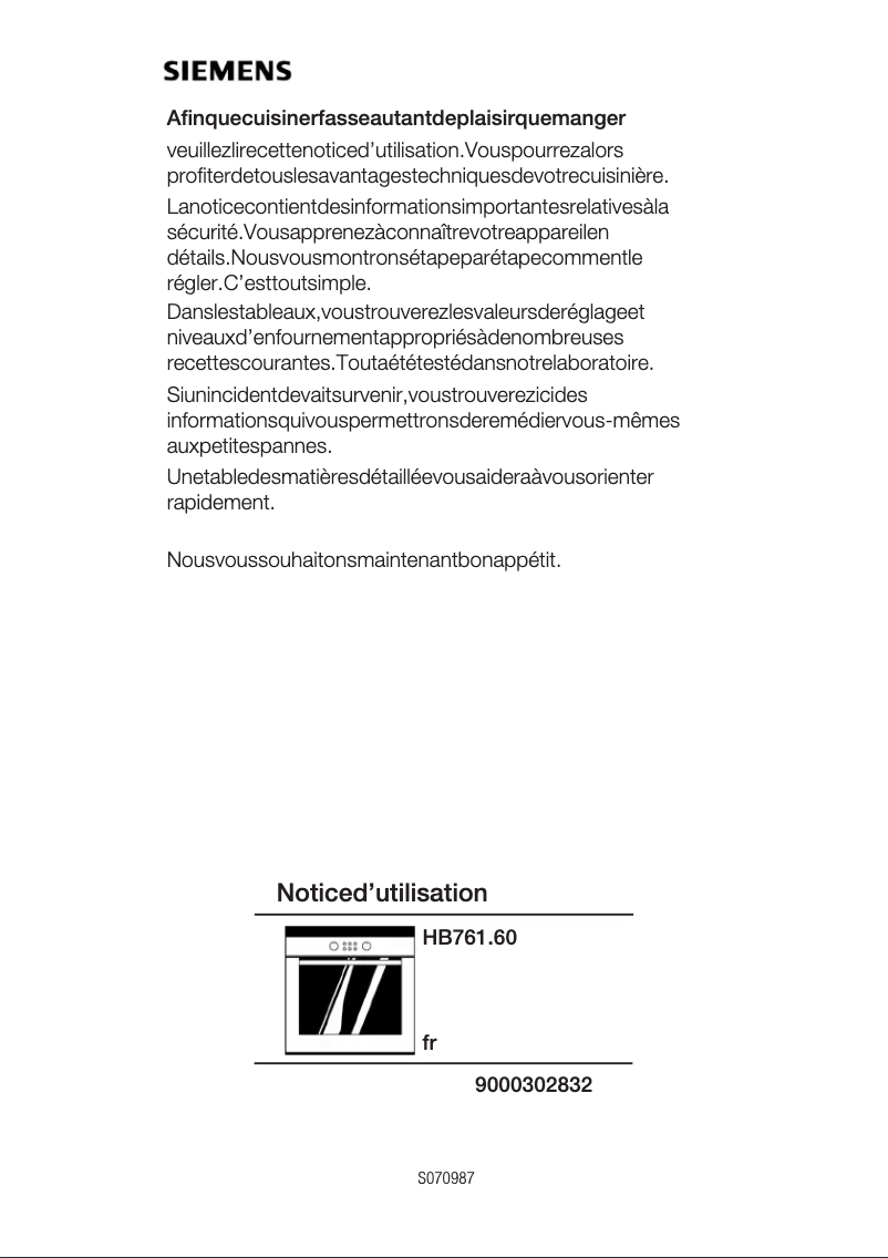 Page n°1 - Mode d'emploi Siemens HB761560