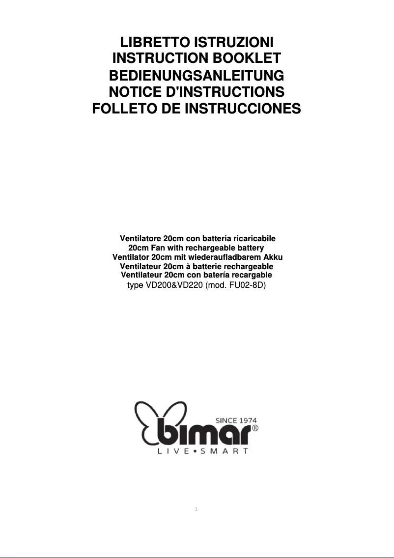 Page n°1 - Manuel utilisateur Bimar VD220