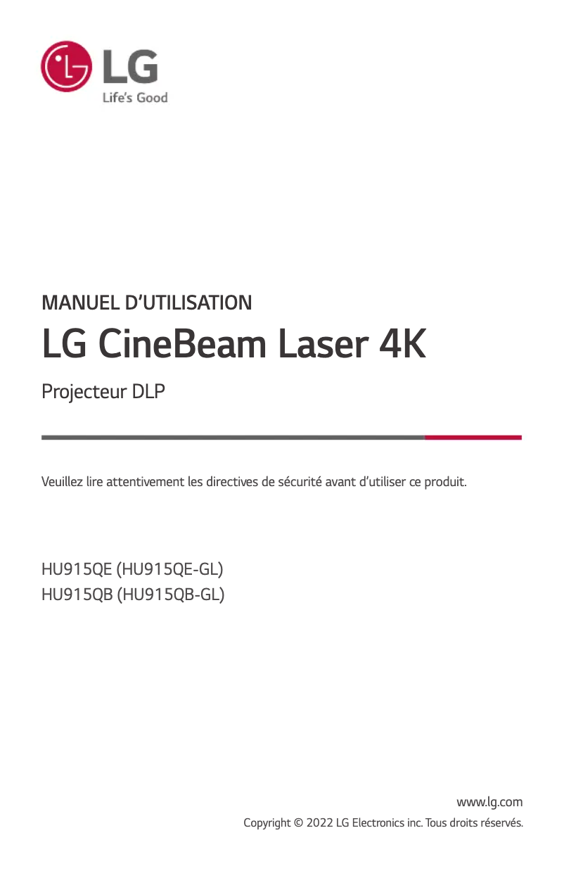 Page n°1 - Manuel utilisateur LG CineBeam HU915QB