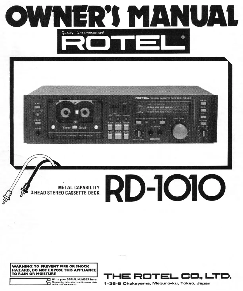 Page n°1 - Manuel utilisateur Rotel RD-1010