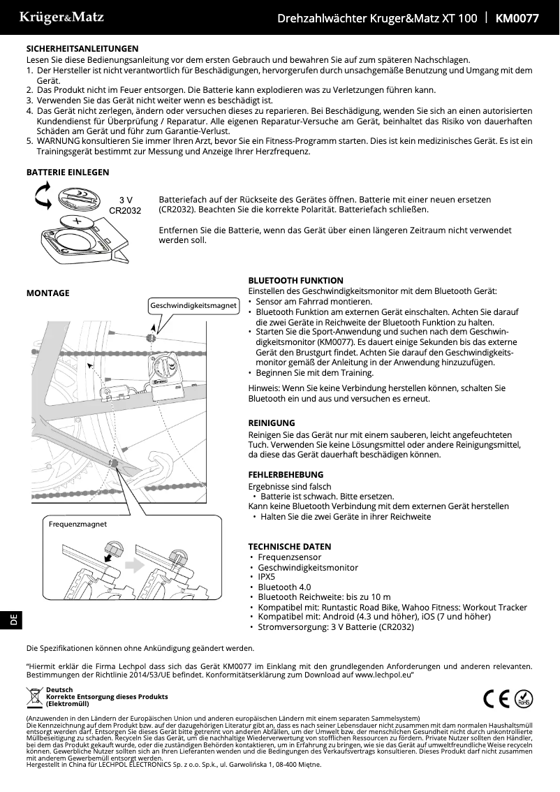 Image de la première page du manuel de l'appareil KM0077